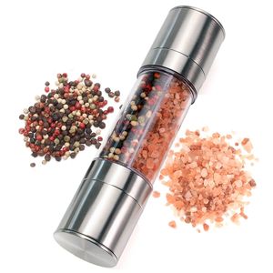 Leeseph Stainless Steel Salt and Pepper Grinder Set 2 in 1 - Adjustable Ceramic Sea & 210611