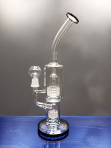 Glass Bong Water Reting Pipe Black Color Pipe With Birdcage Percolator Två funktioner Oil Rig 14.4mm Joint Zeusartshop