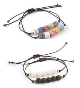 Chakra Colorful Lava Pedra Bead Strand Pulseira DIY Perfume Perfume Difusor Difusor Corda Amante Trançado Amante Amizade Braceletes Mulheres Homens Jóias