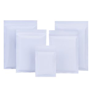 100 pcs matte branco zip bloqueio mylar saco de folha plana self selo rasgar o entalhe para o chá chocolate candy lanche embalagem embalagens