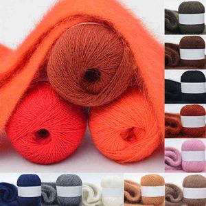 1PC Hand-Woven Scarf Hat Fluffy Long Soft Thick Wool Tricot Yarn For Knitting Mohair Ball Crochet Cotton Down Mink Cashmere Yarn Y211129