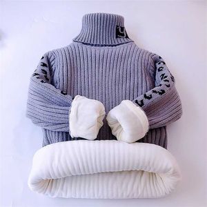 Swetry dla chłopców Zimowe ubrania Dziewczyny Leopard Moda Dzieci Turtleneck Grube Ciepłe Miękkie Dzieci Knitting Costom 211201