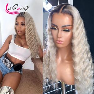 Lace Wigs 1B 613 HD Transparent Blonde Frontal Human Hair Curly Remy Wig With Baby Pre Plucked Bleached Knots 13x6x1
