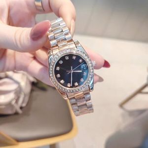 Luxury Women Watches Top Marka projektantka Diamond Lady Watch 33 mm moda Wszystkie ze stali nierdzewnej Zespół kwarcowy na rękę dla kobiet wo197G