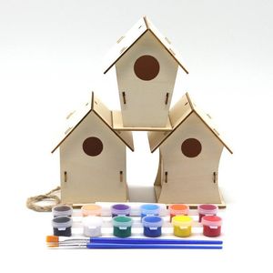 Gaiolas de pássaros Pendurado Multi Estilo Ninho De Madeira Infinished Diy Pintura Pêpado Papagaio Casa Artesanato Ao Ar Livre Jardim Decorações Home