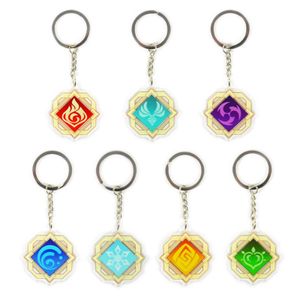 Anime Keychain Genshin Impact Venti Paimon Player Diluc Klee Man Nyckel Kedja för Kvinnor Bag Pendant Key Ring Gift Y0728
