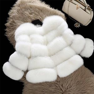 2-12 lat Dziewczyny Faux Fur Kurtka Ciepłe Eleganckie Maluch No Chwiejny Zimowy Odzież Z Długim Rękawem Outwear TZ6111204