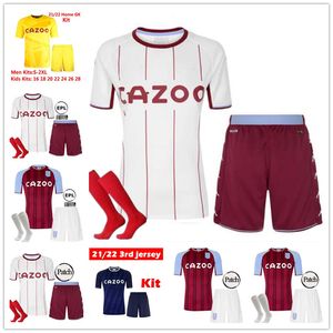 21 Aston fotbollströja Buendia ings Buendía Watkins Wesley Villa Hemifrån tredje fotbollskjortor El Ghazi McGinn Trezeguet Män Kids Kits Uniforms Custom Made