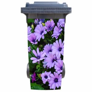 DIY 3D Wild chrysanthemum removable Waterproof Sticker Decals Rubbish bin trash can Cover sticker poster 120liter 240liter 210308