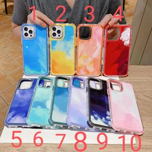 Rainbow Gradient Cases Cover 3in1 Back With Tempered Glass Anti-Fall Airbags for iPhone13 12 mini pro max 11 XR XS SamsungS21 PLUS Ultra A11 A31 A01 A12 A32 A51 A71 A52 A72