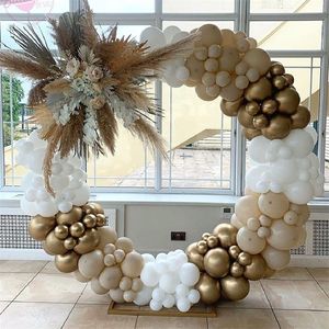 162pcs beyaz kum altın balonlar kemer çelenk retro renk doğum günü düğün bebek duş parti zemin dekor 220225