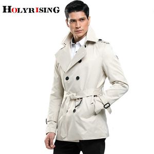 Holyroising Men Trench Coat Slim Coats Casual Streetwear Windbreak Mens Kläder Shorts Vintage Overcoat Storlek S-4XL 18746-5 211011