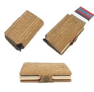 Portafogli da uomo Casekey in legno ecologico Rfid Slim Fashion Metal Card Case