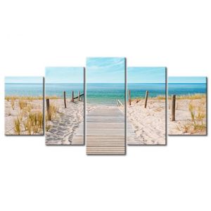 Unframed 5pcs Modern Landscape Wall Art Home Decoration Painting Canvas Prints Pictures Sea Scenery With Beach ( No Frame ) 625 S2