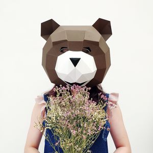 Wholesale diy dress up costumes for sale - Group buy Mascot doll costume D Paper Mold Brown Bears Head Mask Headgear Animal Halloween Props Woman Men Party Role Play Dress Up DIY Craft Masks