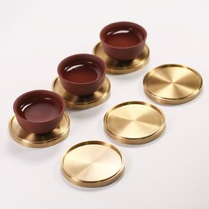 3 Size Brass Coasters Cup Coffee Tea Cup Pads Drinking Mats Teapot Drink Coaster Wholesale