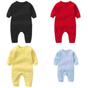Recém-nascido Baby Jumpsuits Infantil Colors Sólidos Macacões Miúdos Manga Longa Onesies Kid Boys Roupas 365 J2