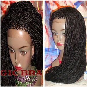 Wholesale twist hair wigs for sale - Group buy Hotsales Black Twist Wig Ombre Dark Roots Hand Tied Heat Resistant Fiber Hair Wigs Synthetic Braided Lace Front Wig