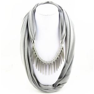 Scarves Arrival Women Fashion Garment Accessory Punk Style Rivet Pendant Necklace Scarf Jewelry Charms Solid Color276H