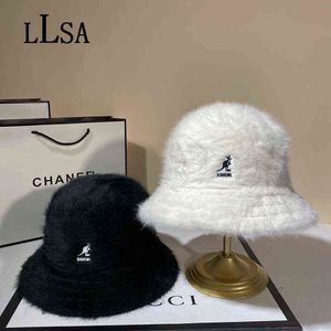 KANGOL Kaninchenfell Fischerhut Winter Neueste Känguru Stickerei Marke Kuppelhut Bonbonfarben Designer Luxus Panama Lady Cap X220214