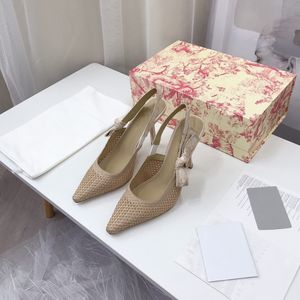 2022 high quality Summer designer banquet dress shoes flat heel cm cm high heeled sexy pumps pointed toe sling back women shoe size