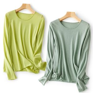 Women's Sweaters Pure Merino Wool Pullovers Jumper Ladies Lightweight Crew Neck Long Sleeve Thermal Shirt for Fall Winter 210812
