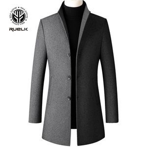 رويلك معطف الصوف الخريف والشتاء الرجال منتصف طول الرجال الكلاسيكية اللون الصلب الصوفية الأعمال الصوفية معطف الخندق 211122