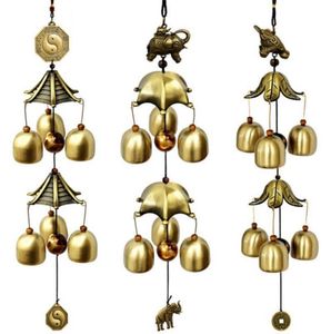 Lucky Wind Chime, металлический медный колокольчик, винтажная рыба-дракон, домашний сад, патио, подвесные подвески, украшение