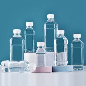 100ml 500mlの正方形の飲み物の瓶の空の飲み物牛乳茶碗プラスチック透明ミネラル水フラスコポータブルウォーターズカップBH5889 Tyj