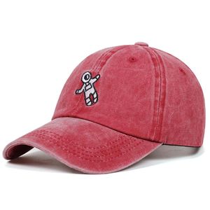 Wholesale spaceman dad hat resale online - Ball Caps High Quality Washed Spaceman Embroidery Baseball Cap Available Unisex Fashion Dad Hat Adjustable Cotton Snapback Hats Casual