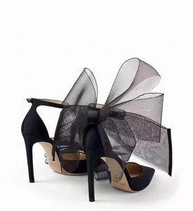 Australijskie Spiczaste damskie plecy Pusta Wycieczka Klamra Formalne Buty 2021 Moda Bow Decoration Wysokie Obcasy 10 CM Sandały Mule 34-41