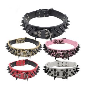 Czarny Naszyjnik Nail Anti Bite Zwierzęta Nit Nit Dog Collar Originality Double-Deck Canvas Antibreak PU Psy Łańcuch 24 8Br Y2