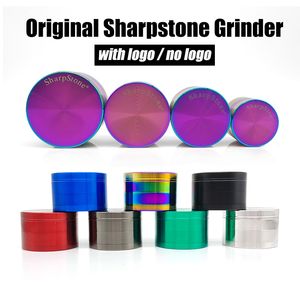 Herb Grinder Sharpstone Accessori per fumatori per tabacco secco 4 strati 40/50/55 / 63mm in lega di zinco multi colore