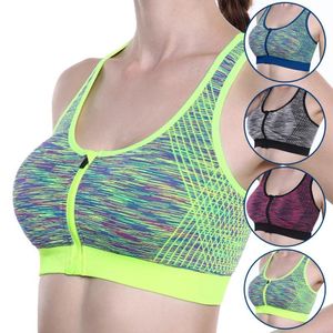 Front Zipper Sports Bra Yoga sem a￧o ￠ prova de choques e secagem r￡pida esportes de fitness esportes de fitness