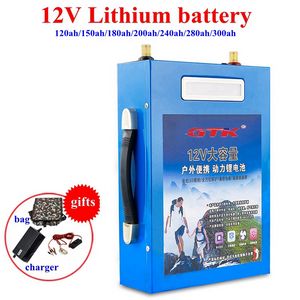 GTK New 12V 120ah 150ah 180ah 200ah 280ah 300ah lithium li ion battery with BMS for Outdoor backup power supply inverter+Charger