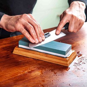 Набор для заточки ножа 2 бокового Whetstone 240-8000 Grit Honting Wet Waterstone Antislip Базовый угол Угол направляющий уплотнительный камень