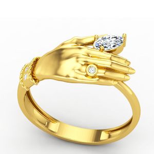 ingrosso Anelli D'oro Antichi Per Le Donne-Personalità oro colore cristallo amore abbraccio anelli per le donne uomini festa gioielli da sposa moda signora antico anello anello anello anelli regali