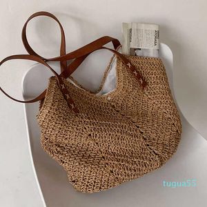 desenhador bolsa de ombro mão-tecida feminina bolsa bohemian verão palha praia sacola de viagem compras de tecelagem