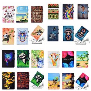 Custodie a portafoglio in pelle con stampa Ocean Forest per iPad Mini 6 2021 1 2 3 4 5 Tablet Panda Simpatico antiurto Farfalla Fiore Torre Eiffel Sea Animal Arcobaleno Supporto Flip Cover