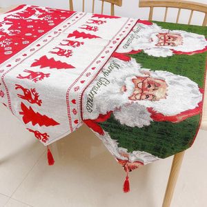 Noel masası koşucusu 33*180cm/13*71 inç polyester pamuklu kumaş yemek masaları Düğün Partisi Kar Adam Elk Çiçek Yumuşak Mize Korku Dekorasyon Hediyesi