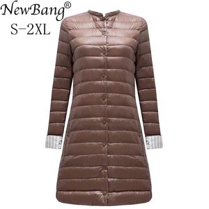 Bang Ultra Light Down Jacket Women Portable Female Winter Long Feather Slim Parka Stand Collar Womens 210913