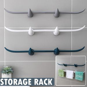 Toalhas racks de plástico rack de parede de parede sem punção pendurada suporte para armazenamento para o banheiro de casa prateleiras organizadoras de cozinha de banheiro