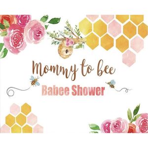 Party Decoration Watercolor Flower Cartoon Little Bee Backdrop Baby Shower Room Decor Po Booth Studio Prop
