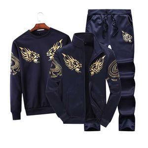 Sweat Suit 3PC Survêtement décontracté pour hommes Deux pièces Ensemble Pantalon à cordon + Lettre Sweats à capuche imprimés Ensemble de sport unique M-4XL Designer X0610