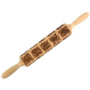 Wooden Laser Engraved Rolling Pin Creativity Cartoon Animal Pattern Rolling Pin Children's Cookie Rolling Pin 211008