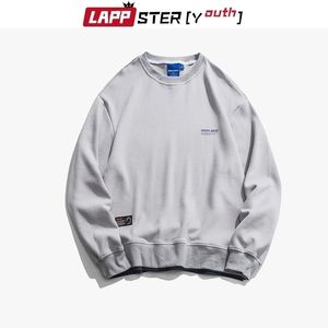 Lappster-juventude falsificam dois pedaços moletom strialwear homens outono outono harajuku enorme patchwork moletom hoodies 201122