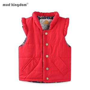 Mudkingdom Hafif Kızlar Yelek Ceket Snap Düğmesi Aşağı Kolsuz Giyim Kış Yelek Jile Kabarık Mont 211011