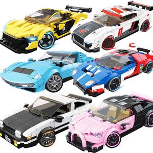 Campeão de velocidade do carro Cidade Corrida Racer Building Blocks Esportes Car Criador Moc Kits Brinquedos Educativos para Crianças Q0624