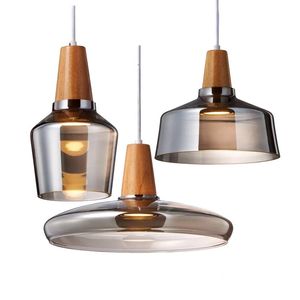 Nordic Cam Kolye Lambası LED Ahşap Aydınlatma Armatürü Koridor Loft Kapalı Bar Deco Modern Amerika Retro Vintage Oturma Yatak Odası Işık