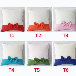 Wholesale throw pillow cushion covers for christmas resale online - White Sublimation Pillow Case Peach Skin Velvet Throw Sofa Cushion Covers with Bow for Christmas Decor